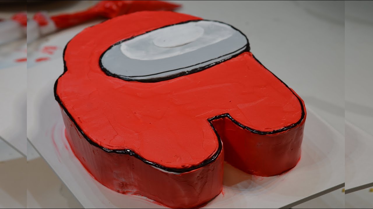 Amazing tutorial to make Among Us cake easily. Simple cake decorating tutorial. Birthday cake recipe