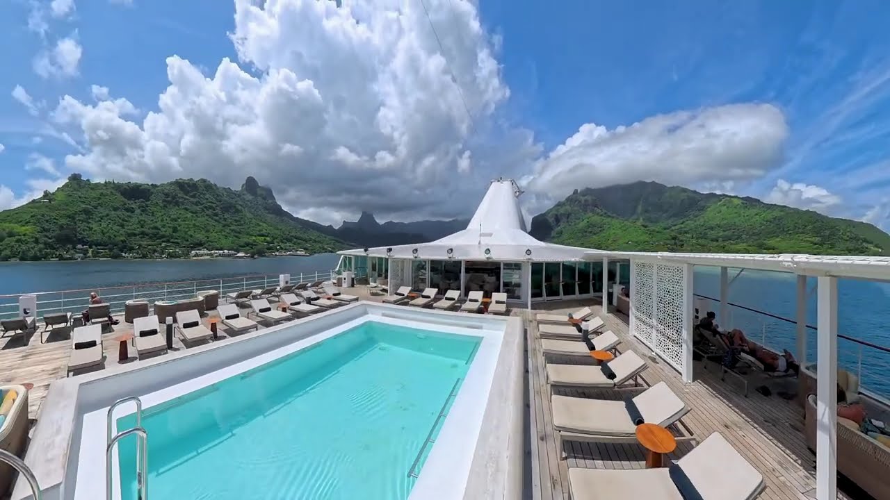 Mo'orea from the Paul Gauguin cruiser.  Views from Deck 8 and 9.  #paulgauguin  Insta360x5