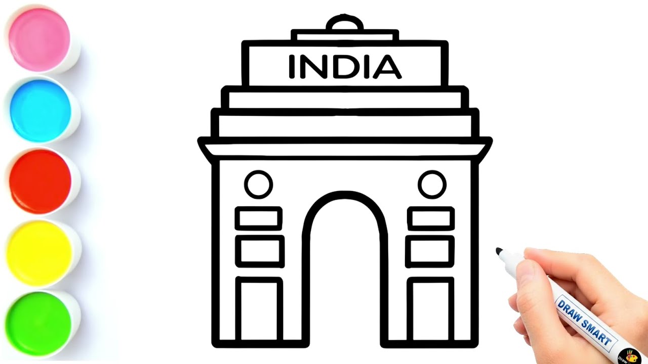 How to Draw India Gate | India Gate Drawing | Drawing India Gate | India Gate | Draw Smart