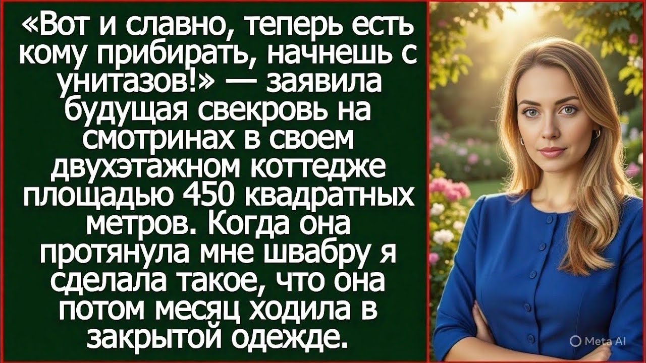 Вот и славно, теперь есть кому прибирать, начнешь с унитазов! Заявила будущая свекровь на смотринах