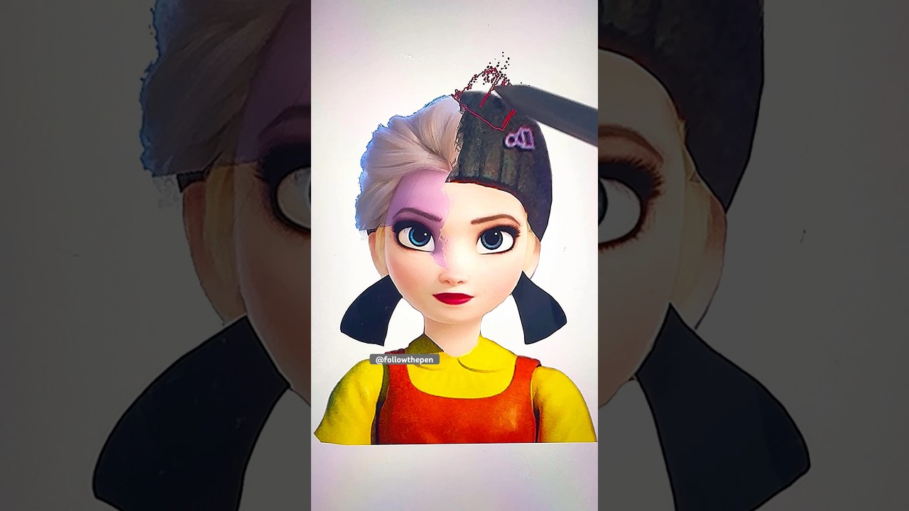 ✨I turned Queen Elsa into and Squid game doll ✨ and result is so cool #shorts