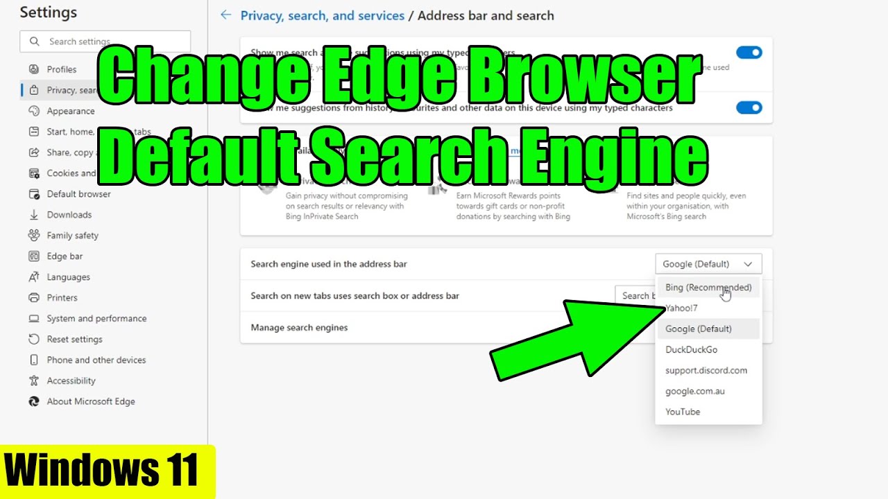 Windows 11: How to Change Microsoft Edge Default Search Engine