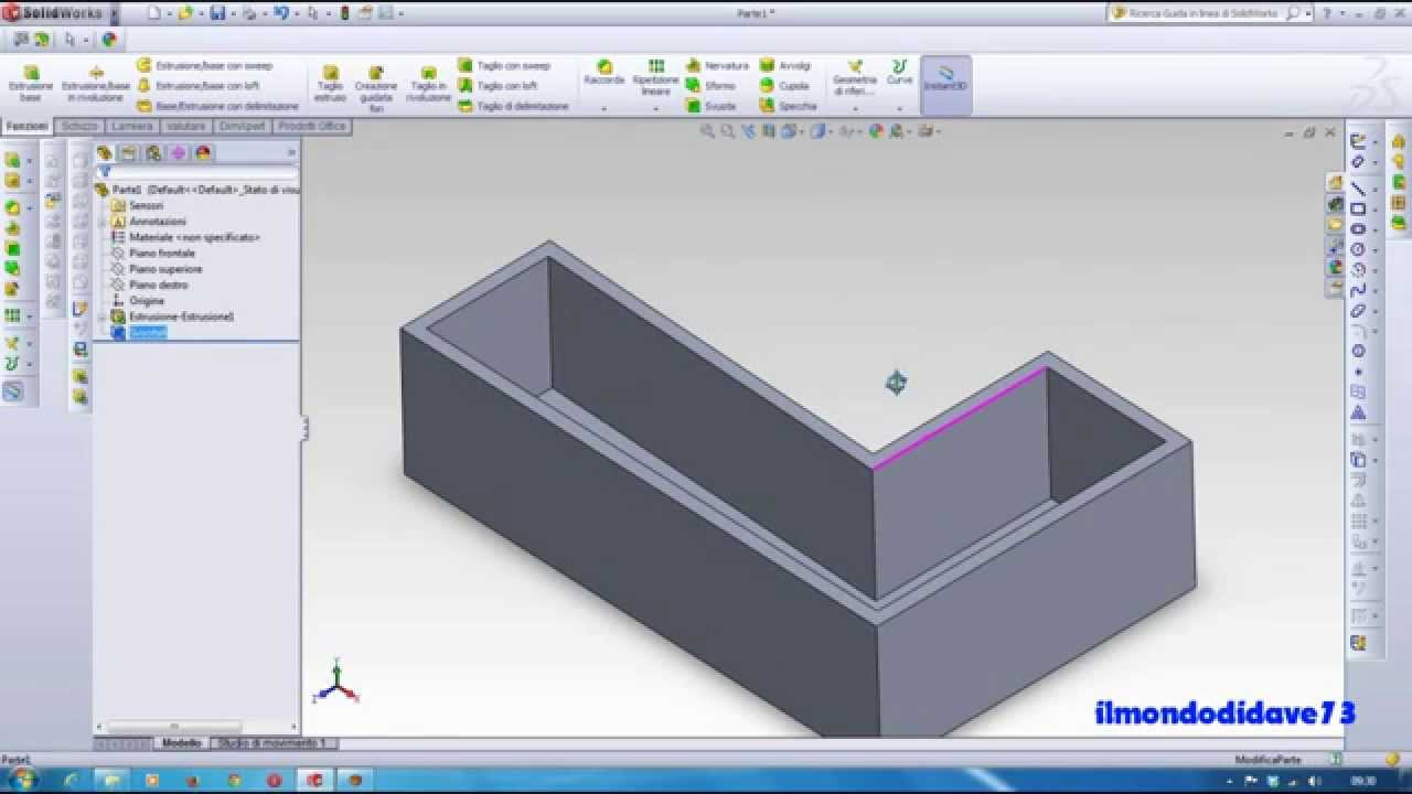 Comando svuota e svuota multispessore - Solidworks Italiano - Tutorial #12#