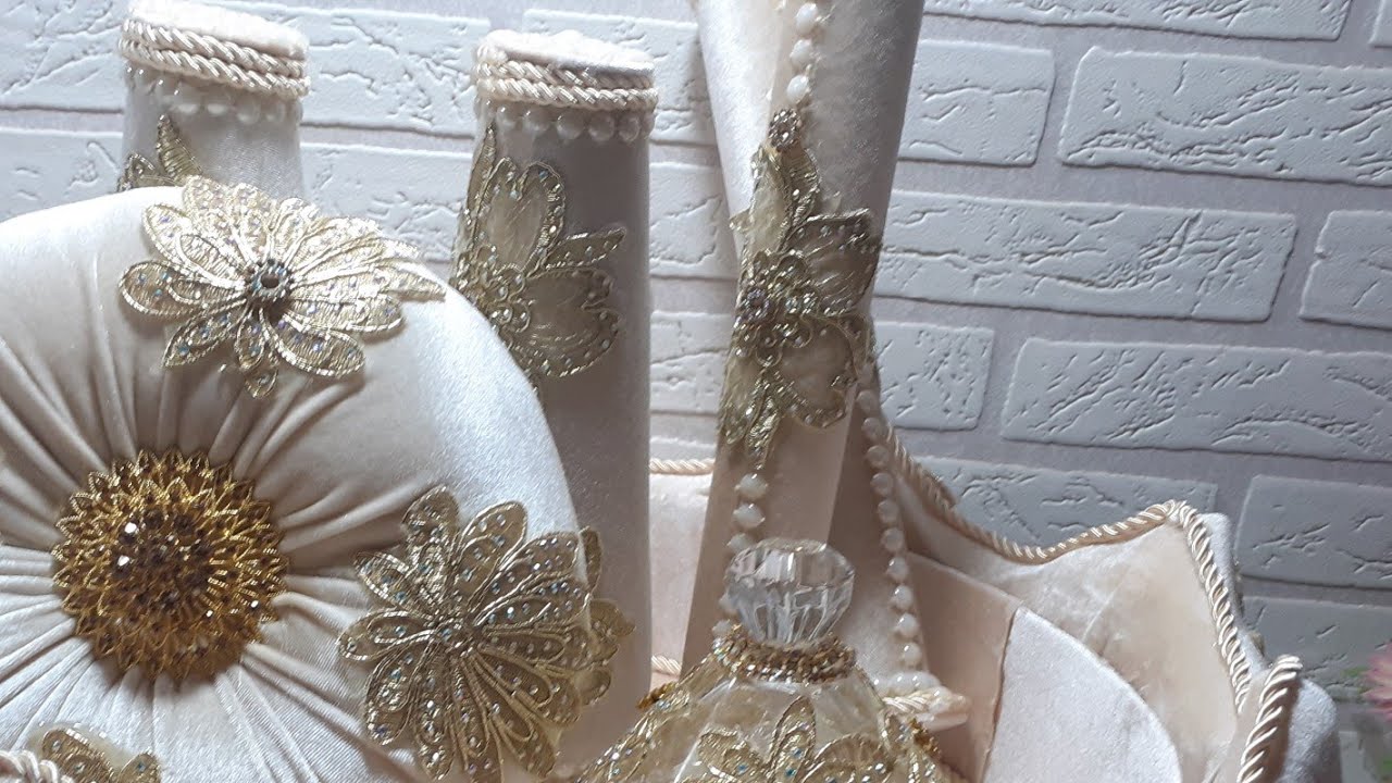 طريقة صنع حامل الشموع للعروس         سلسلة طبق الحنه  ( حاملة الشموع )