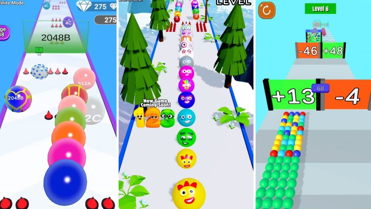 BGH 2048 vs Canvas Ball Run 3D Game vs Merge Ball 2048 #bgh2048 #ballrun2048