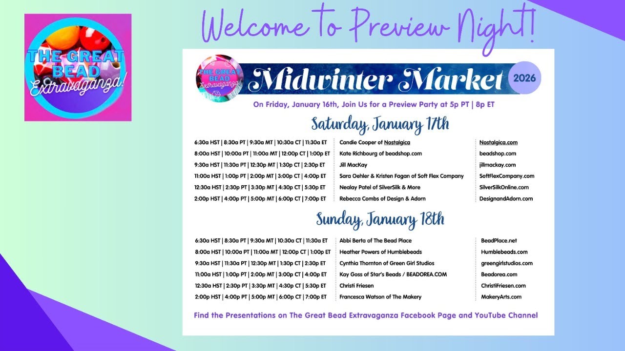 The Great Bead Extravaganza Preview Party! Mid Winter Market 2026