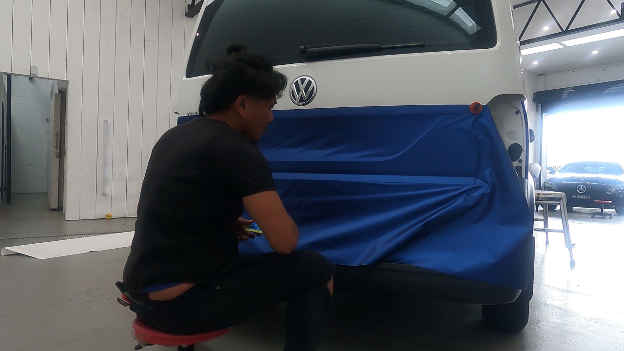 3m matte metallic blue half wrap volkswagen transporter