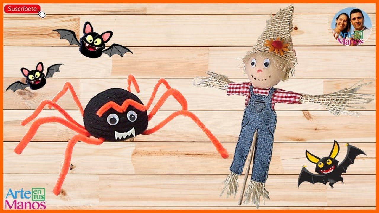 🔴Cómo Hacer ARAÑAS y ESPANTA PÁJAROS para Halloween🕷🎃 Arte en Tus Manos