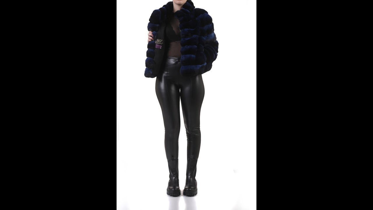 Blue Black Chinchilla Fur Jacket