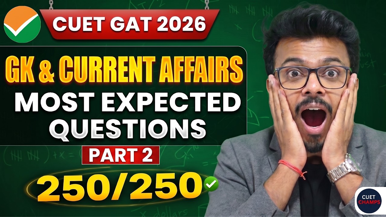 Part 2 of Most Expected GK + CURRENT AFFAIRS MCQS | CUET 2026 | By Harsh Soni