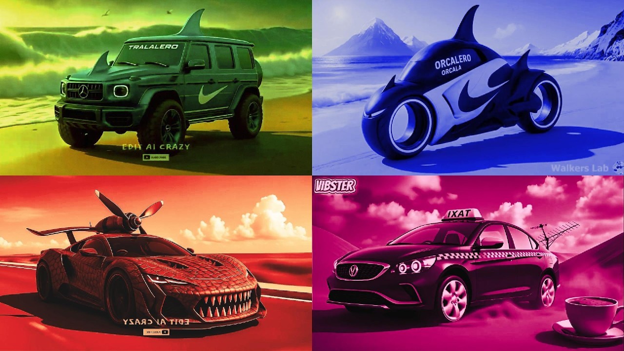GREEN TRALALERO SUV 🆚 BLUE ORCA BIKERED SHARK SUPER CAR 🆚 PINK TAXI CAR CRAZY BRAINROT Tiles Hop EDM