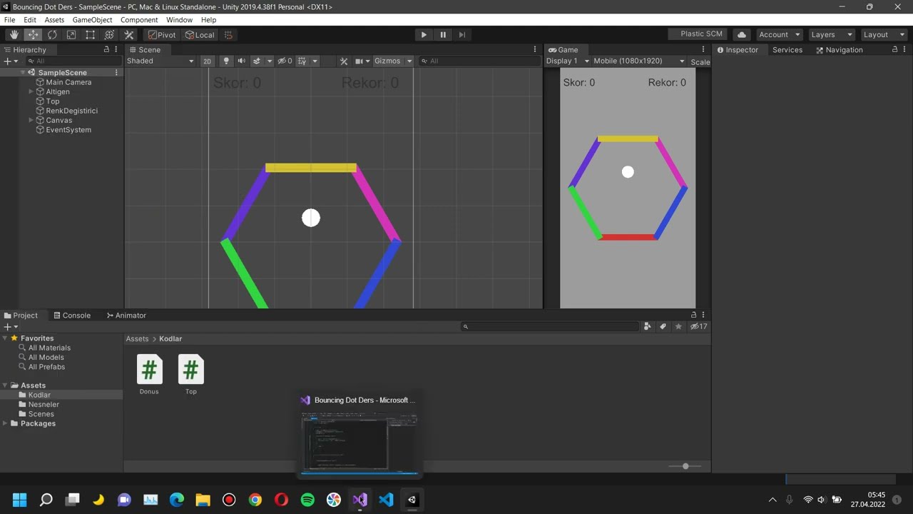 Unity | Bouncing Dot Ders 9 | Rekor(Highscore) Verisini Kaydetmek ve Çağırmak (PlayerPrefs)
