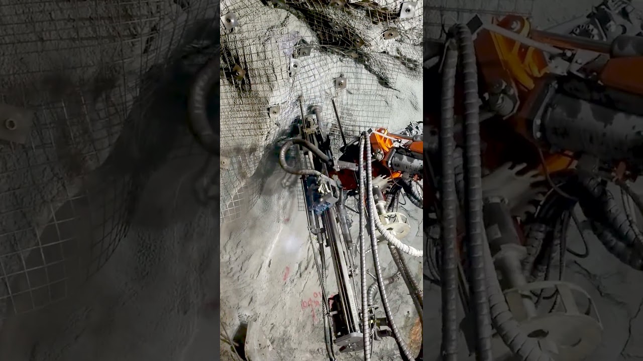 Underground works: rock drilling and bolting in a tunnel