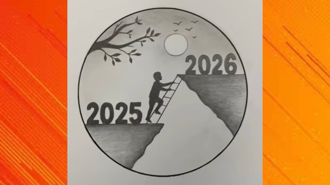 Happy new year drawing 2026 / New year drawing / drawing / easy step / anku art 