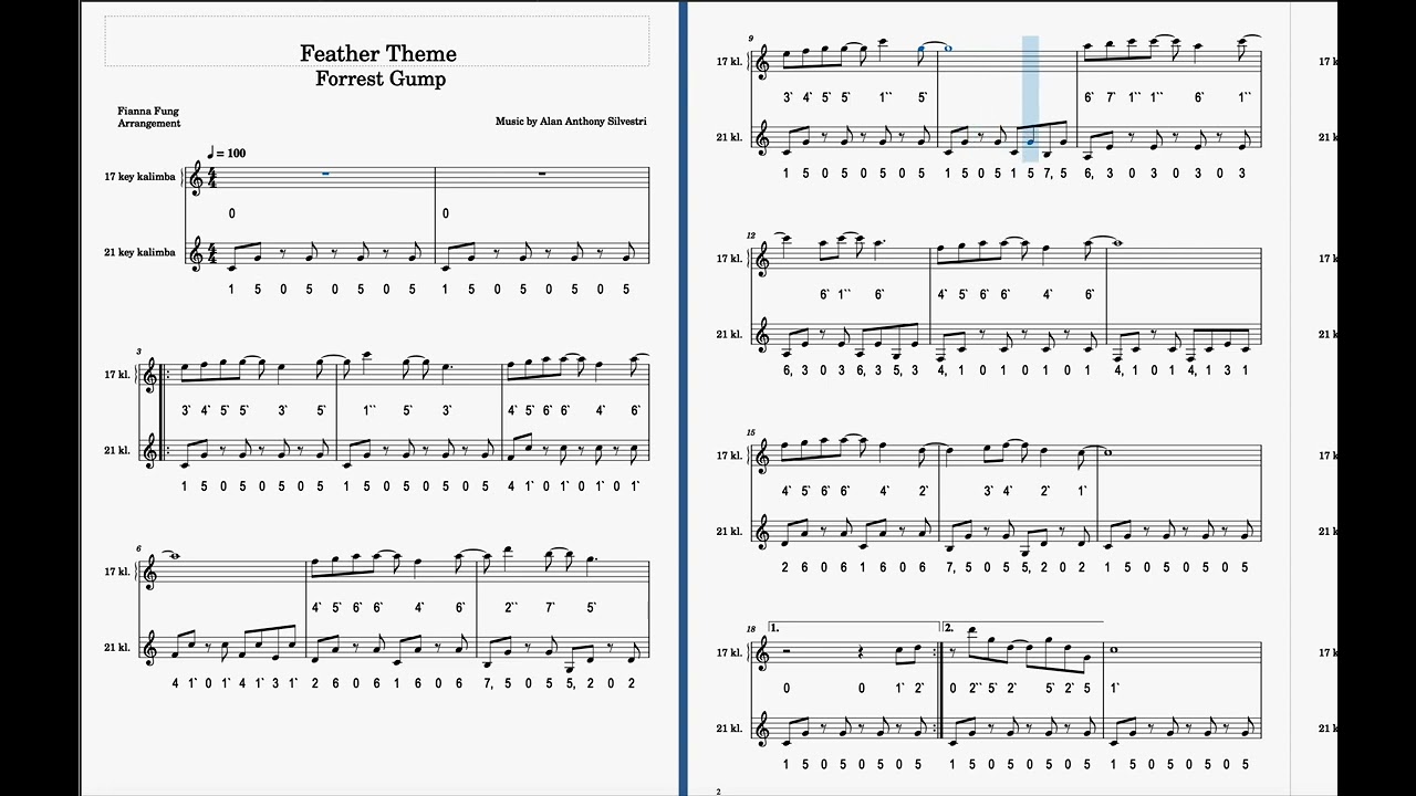 Feather theme┃kalimba tabs