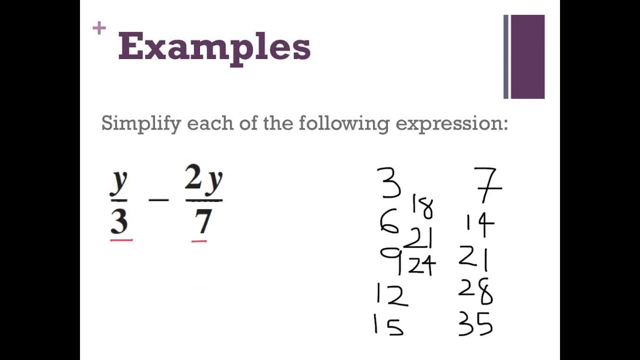 Year 8: Algebraic Fractions add plus sub