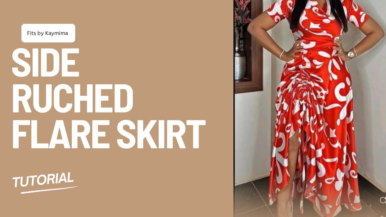 How to cut and sew Side ruched flare skirt|easy method|🤭