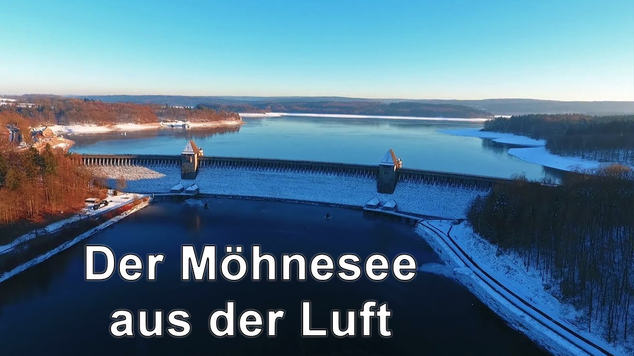 Kreis Soest von oben - Möhnesee im Winter Drohnenaufnahmen