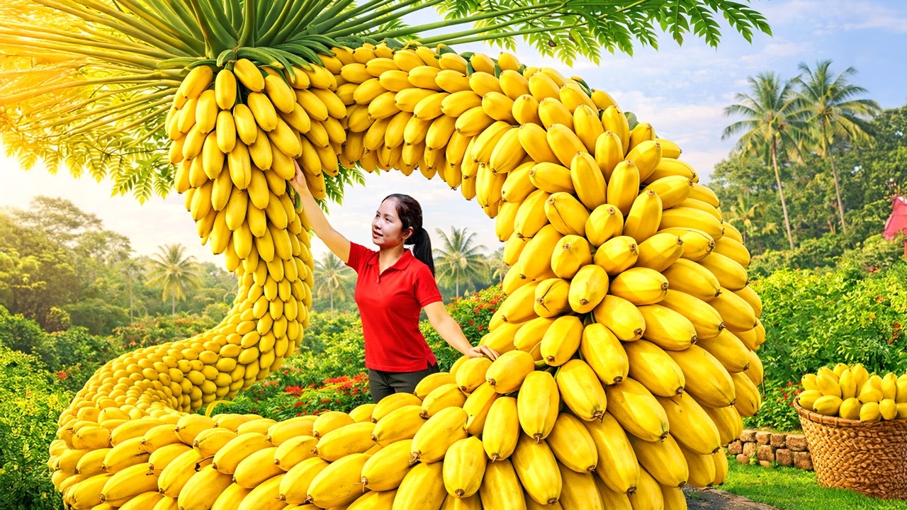 REWIND TIMELAPSE - Harvesting 1000+ Giant Rare Bananas in Amazon Rainforest Go To Market Sell