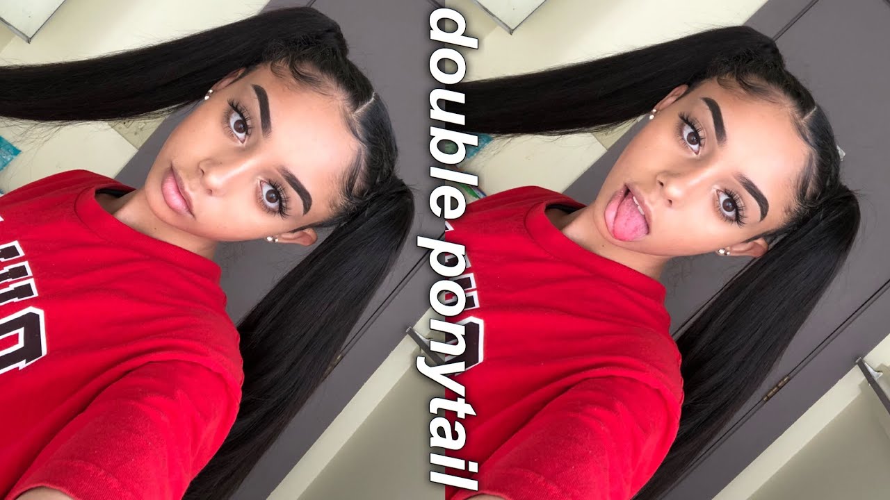 HOW TO DO DOUBLE SLICK BACK PONYTAILS WITH WEAVE