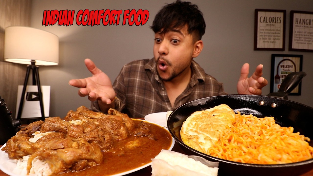 HOMEMADE SPICY CHICKEN CURRY, CHEESE MAGGI & INDIAN SWEETS | Desi Mukbang Feast 🍗🍜🔥