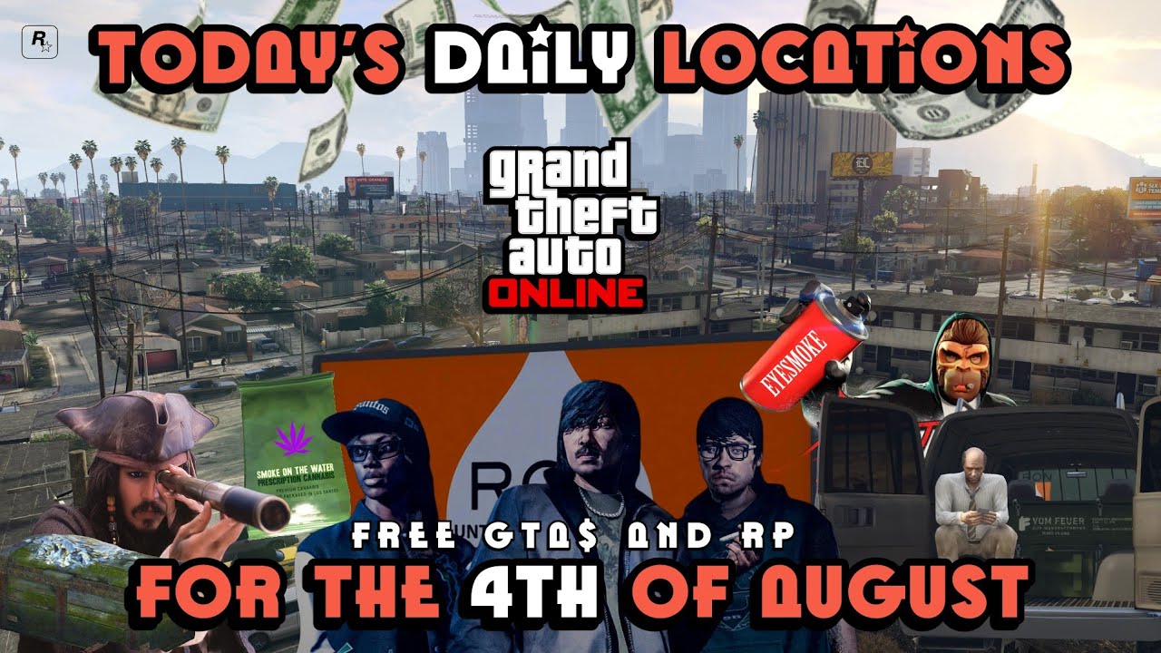 GTA: Online. &bull; Today's Shipwreck, Gun Van, Street Dealers, LS Tags & Weed Bag locations. &bull; Aug. 4th.