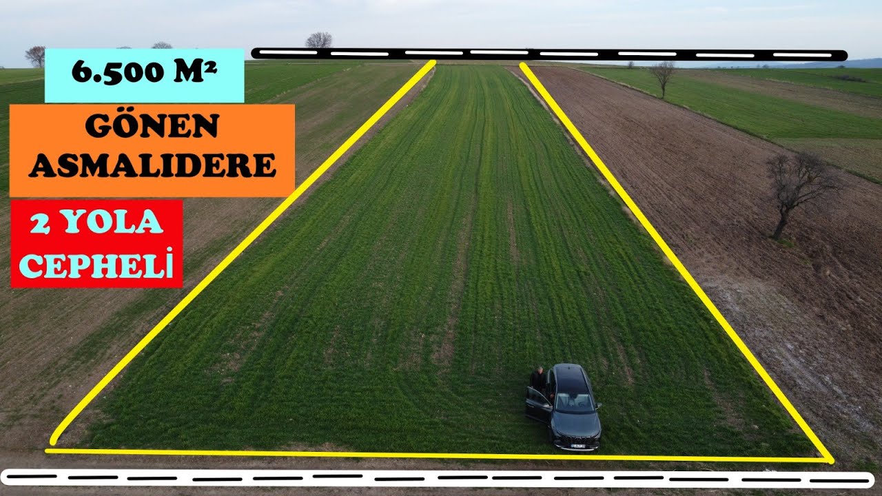 BALIKESİR GÖNEN ASMALIDERE KÖYÜNDE 6.500 M² ARAZİ- SULAMA ALANINDA - YAZ KIŞ EKİLEBİLİR.2 YOLA CEPHE