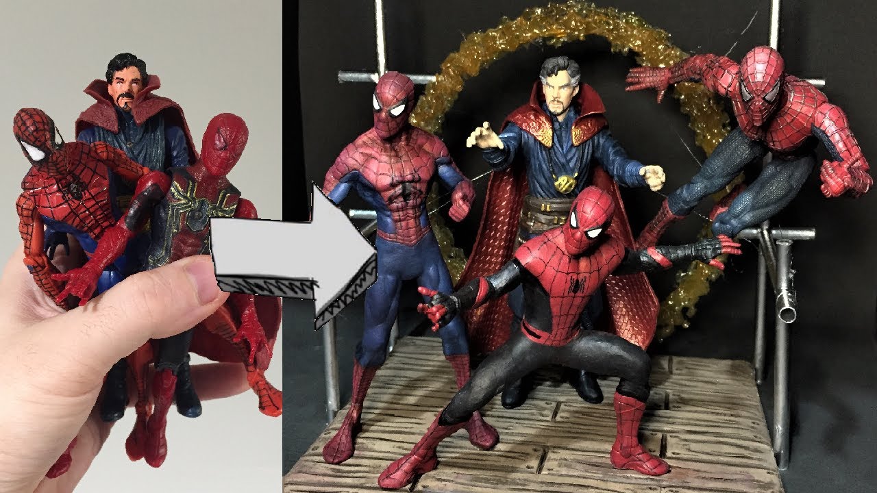 TRANSFORMEI BONECOS DE CAMELÔ NOS 3 HOMEM-ARANHA JUNTOS! (Homem Aranha 3 - Sem Volta pra Casa)