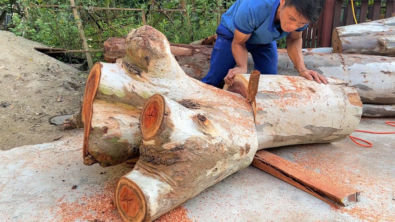Largest Rustic Monolithic Table From the Root Rare Ancient Giant Tree | Extremely Woodworking Skills