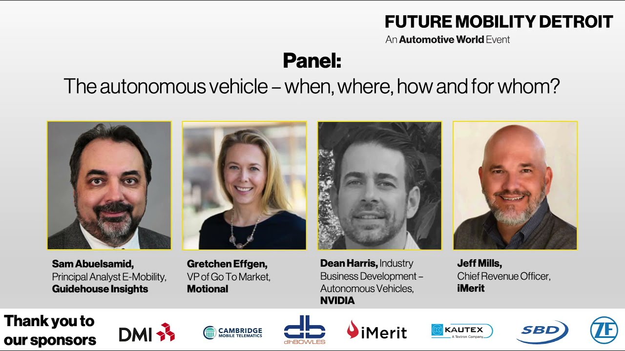 Future Mobility Detroit panel on AV - with Jeff Mills, Gretchen Effgen, Dean Harris & Sam Abuelsamid