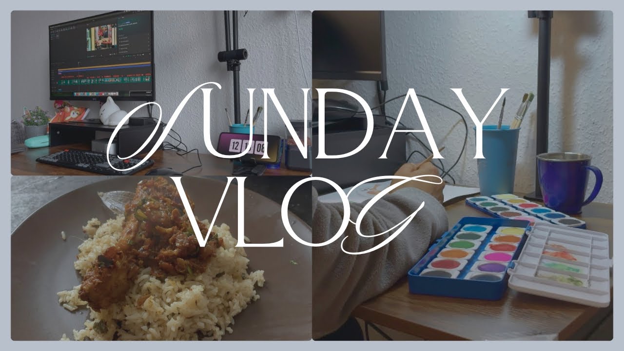 A Peaceful Sunday Vlog | Cooking Fried Piece Biriyani , Editing & Painting | Relaxing Silent Vlog