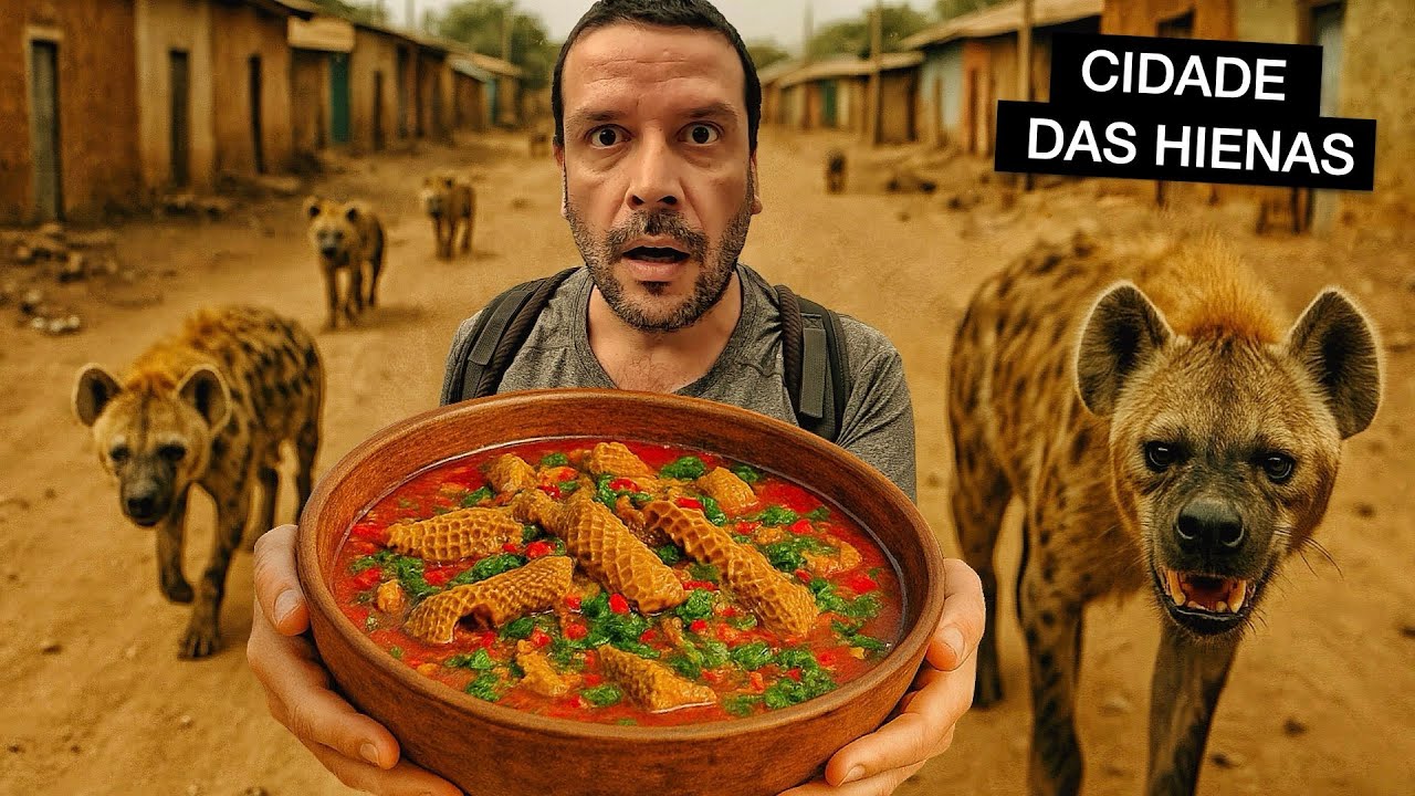 Um dia inteiro comendo na cidade das HIENAS na Etiópia!! 😮