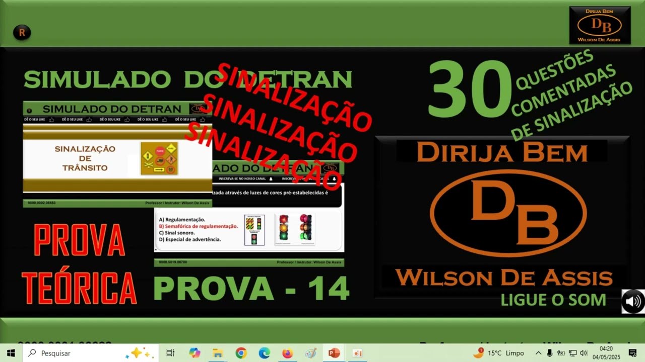 SIMULADO DO DETRAN COMENTADO PROVA 14 . Dirija Bem WA