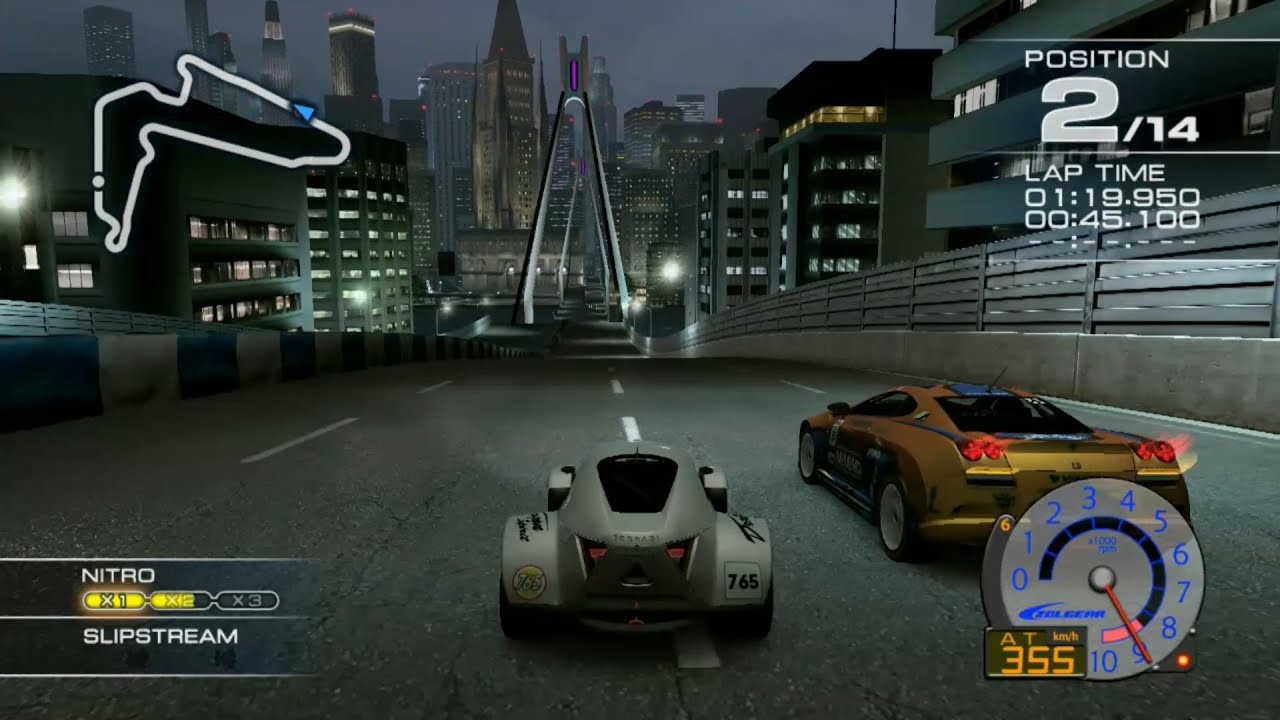 Ridge Racer 7 Maker's Trial DRAGON SABER with Starnose at Rave City Riverfront R [Control view]