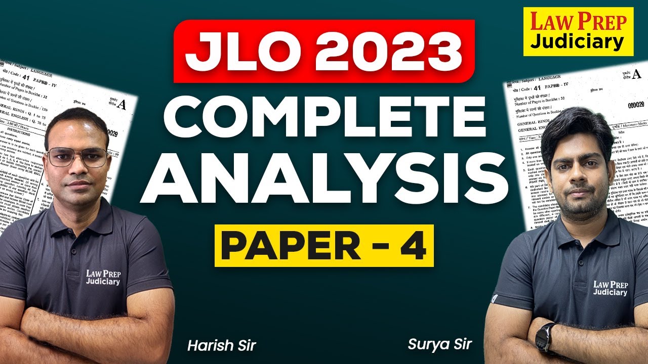 JLO 2023 Paper - 4 Complete Overview and Analysis | Junior Legal Officer | Hindi & English
