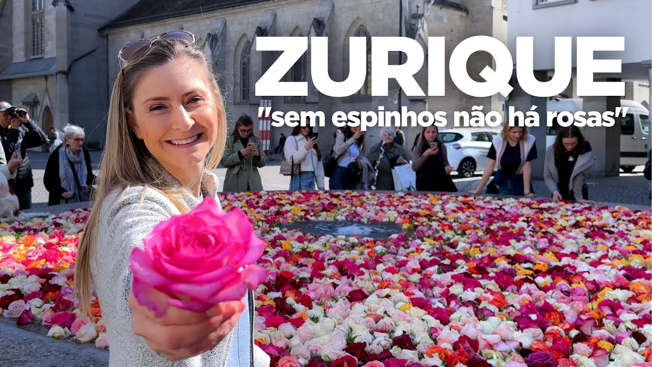 ROSAS nas fontes em ZURIQUE, na primavera, na SUÍÇA! 4K 🇨🇭