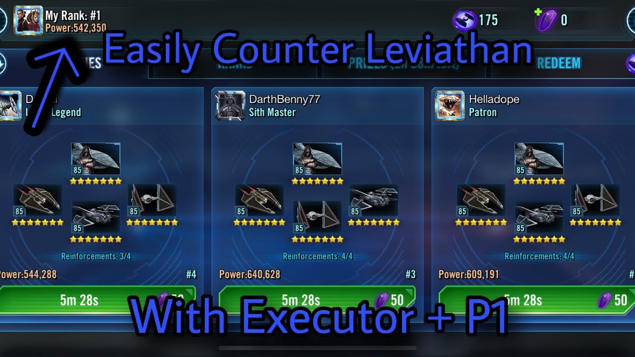 How To Easily Counter Leviathan With Executor + P1 in Star Wars Galaxy of Heroes.
