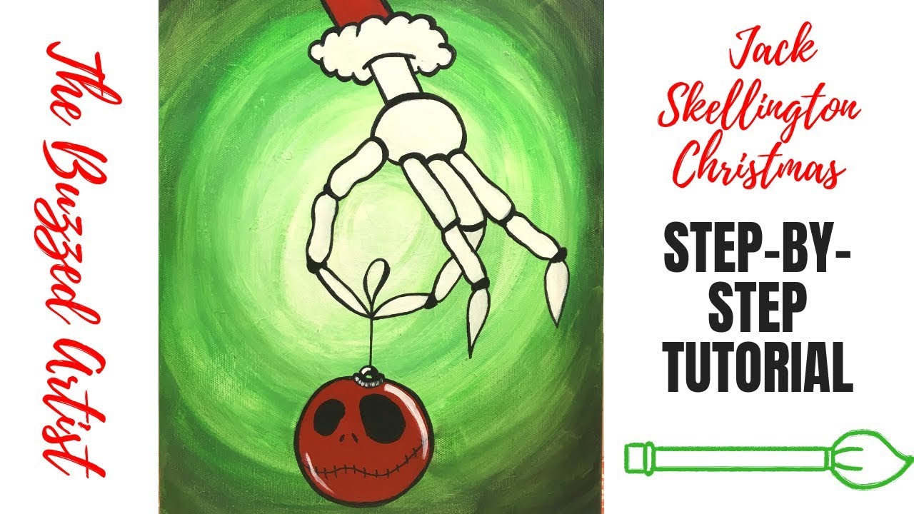 How to Paint Jack Skellington Holding a Christmas Ornament| Tutorial for Beginners
