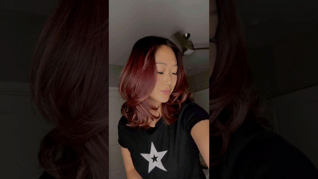 Blonde Balayage to Burgundy Bombshell ❤️&zwj;🔥💋 #redhair #bob #haircut #hairtransformation #blondehair