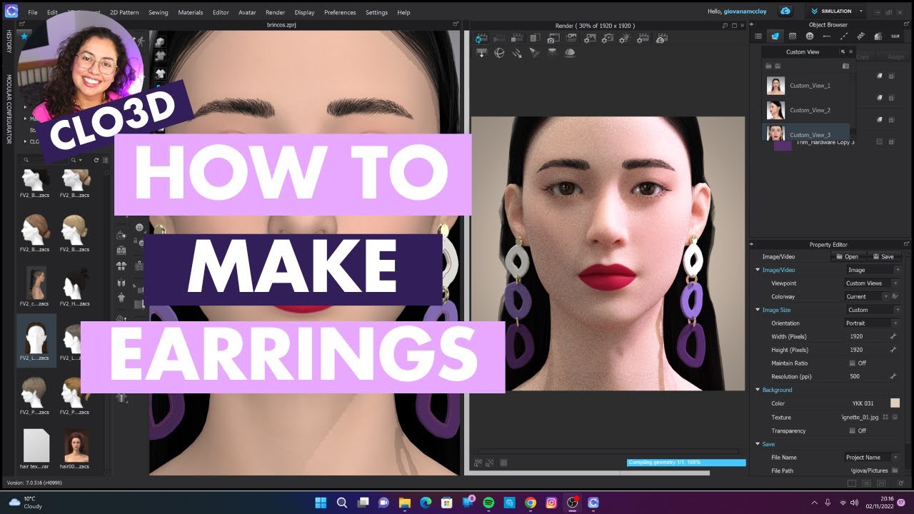 How to make earrings in CLO3D | Livestream tutorial
