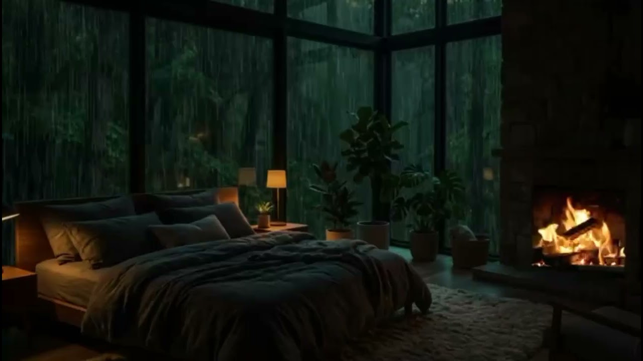 🔥 8 Hours Cozy Rain & Fireplace 🔥 Deep Sleep, Relax, Study & Stress Relief