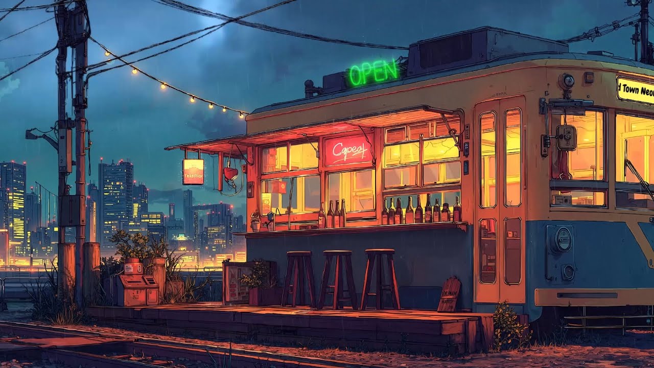 Lofi Hip Hop Beats ☔️ 1990s Vibes & Nostalgic Retro Town Ambience 🌆 Lofi Rain Playlist