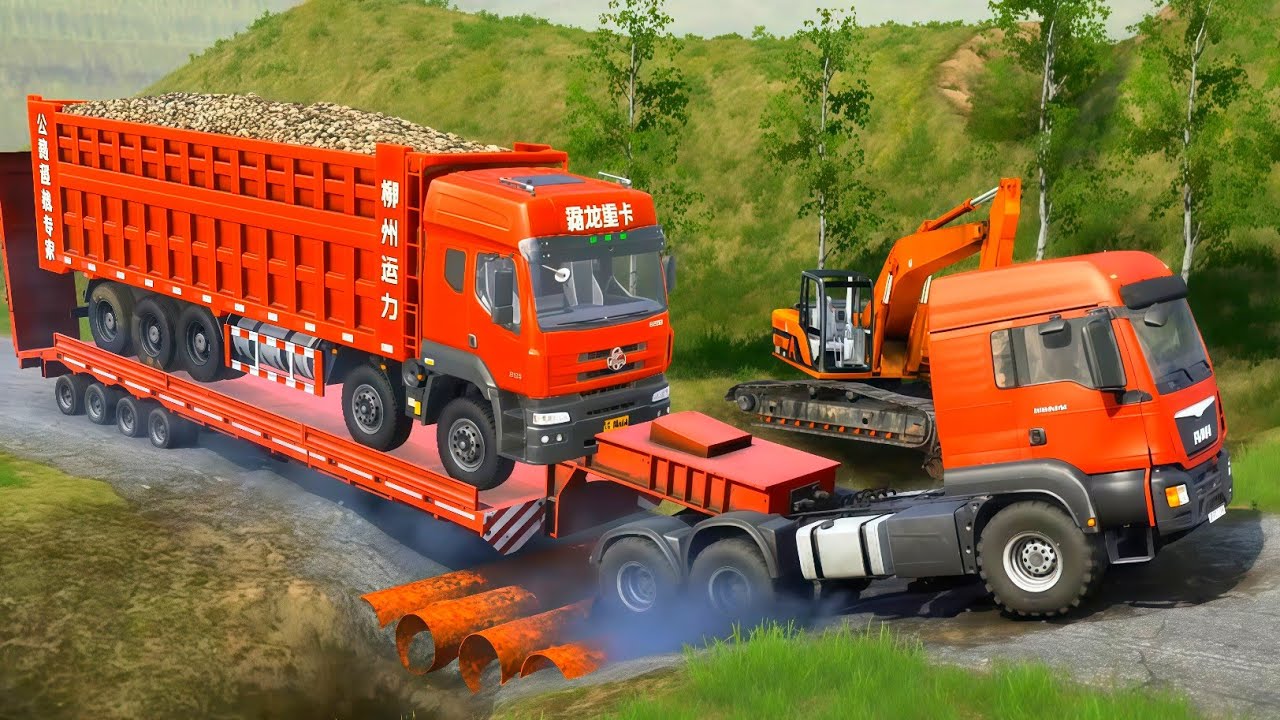 New !! Obstacle !! Trucks vs Dangerous Roads | #spintires #mudrunner American Wilds Part-11