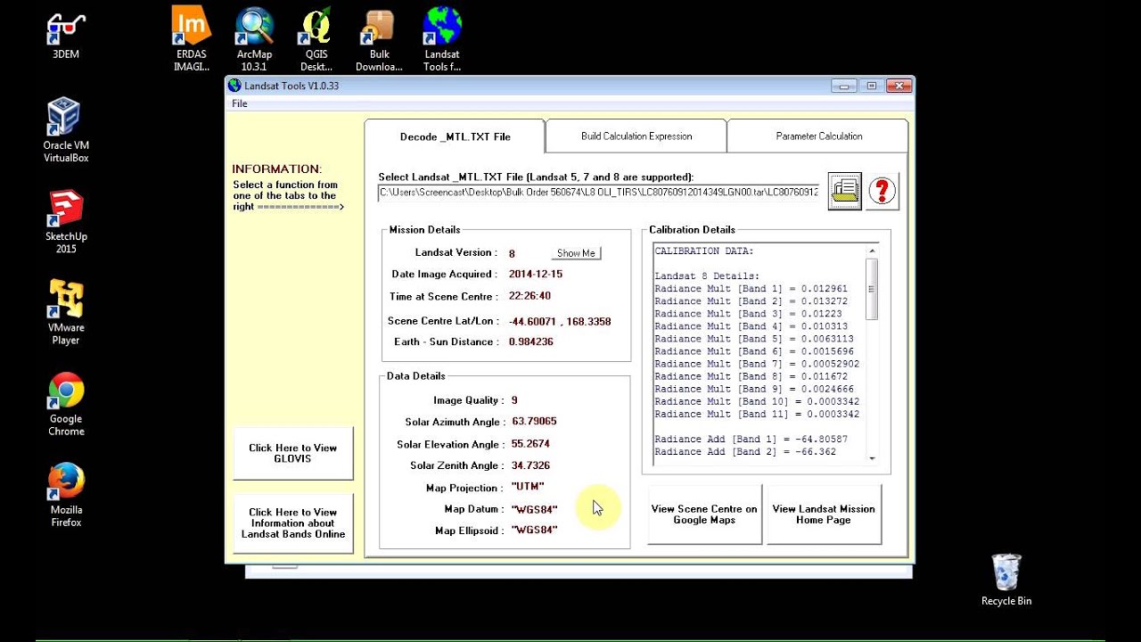 Landsat Tools GIS Toolkit (for Windows)