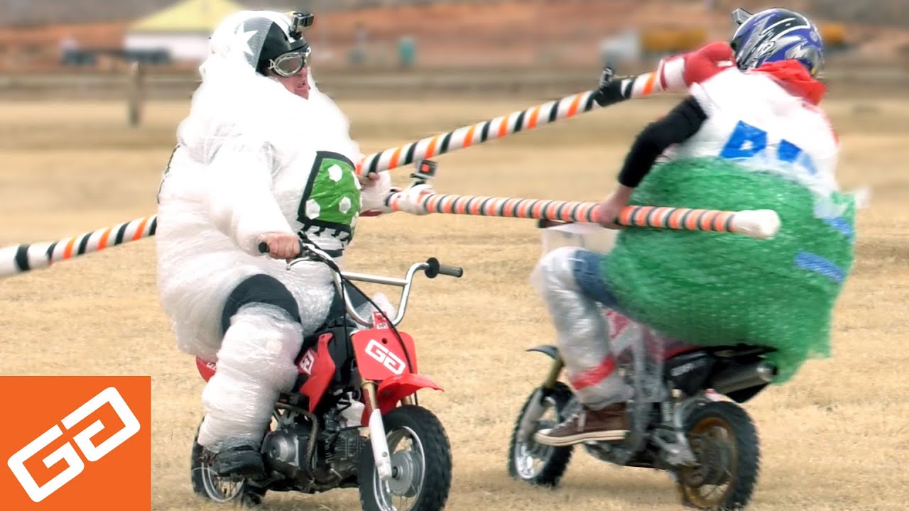 Dirt Bike Jousting With Bubble Wrap