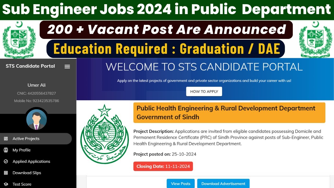 Apply Now for 200 Sub Engineer Jobs in Sindh Public Health Engineering | STS Application Guide