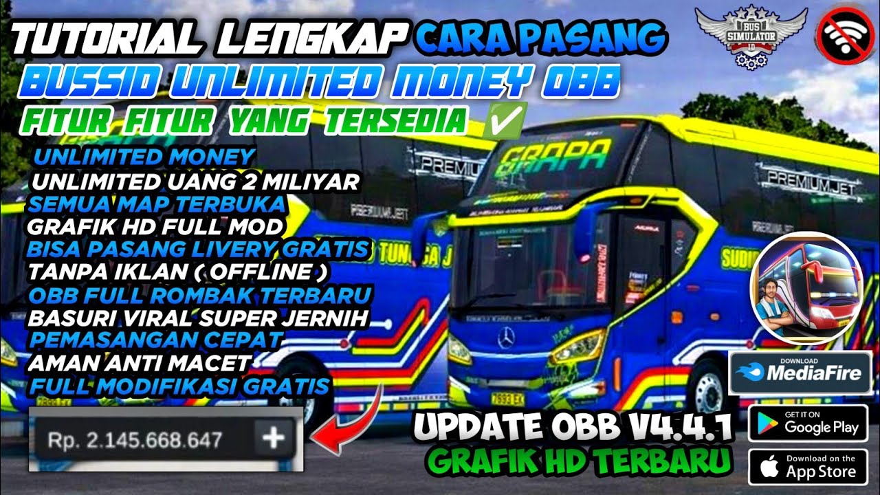 UPDATE BUSSID 4.4.1 !! Cara Pasang BUSSID Mod Unlimited Money Terbaru GRAFIK HD