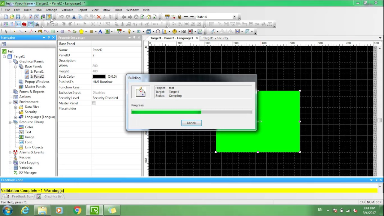 how to put password in vijeo designer 6.2