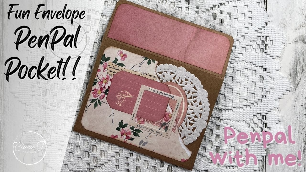 How To Make A Cute Penpal Pocket From Vintage Pink And Kraft Paper - Part 1