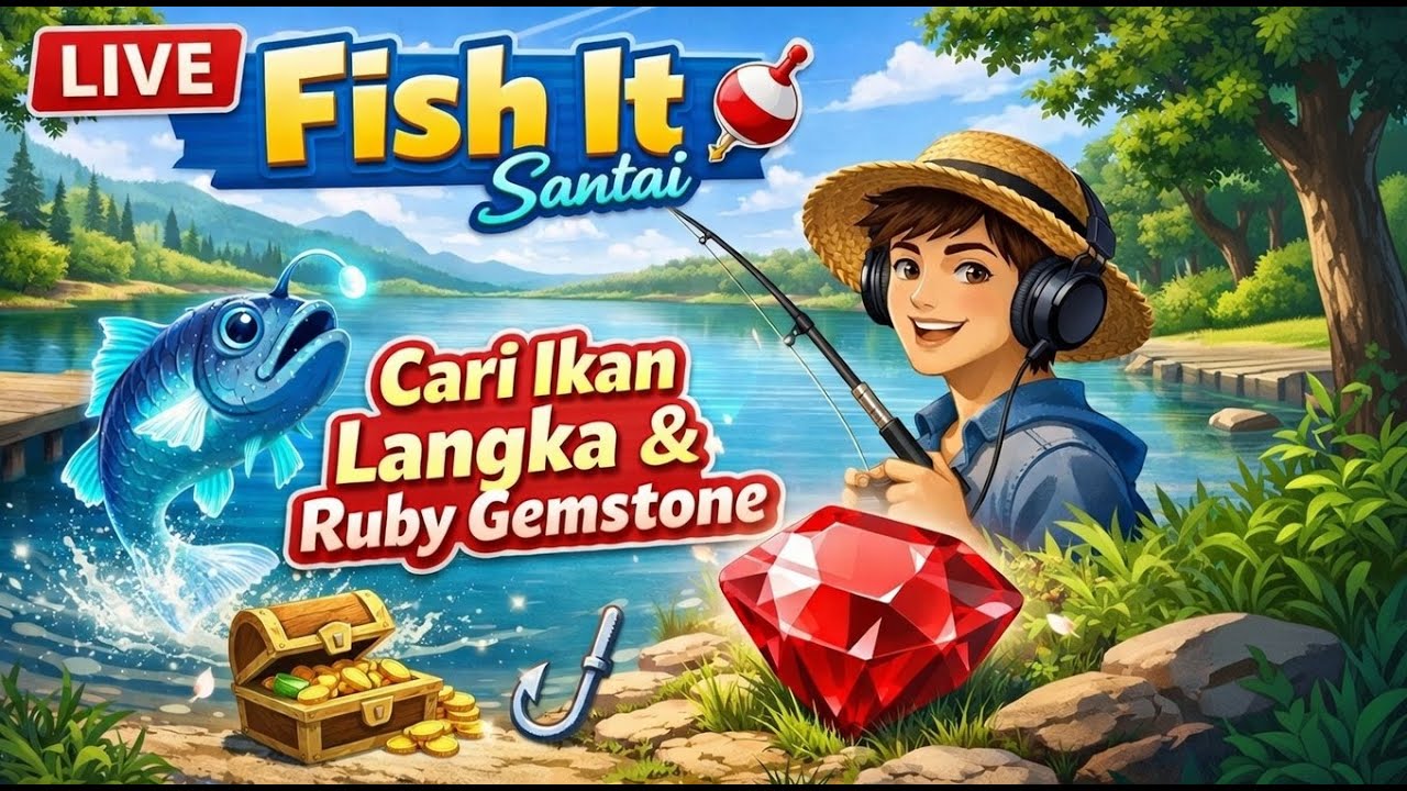LIVE Fish It Santai 🎮🎣 Cari Ikan Langka & Ruby Gemstone